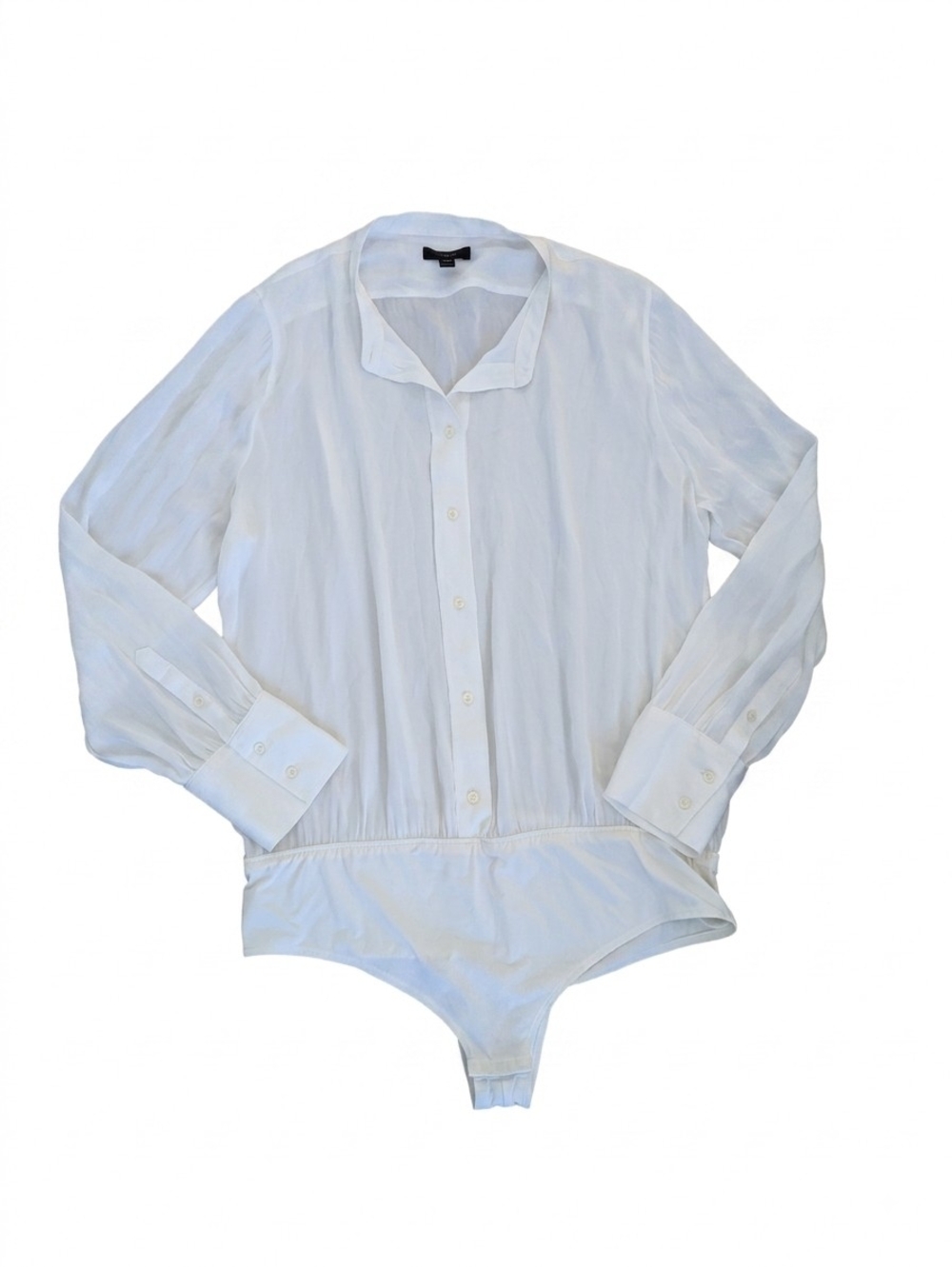 J.CREW Silk Blend Button Down Bodysuit Ivory White Long Sleeve Blouse Sz 16 Twee